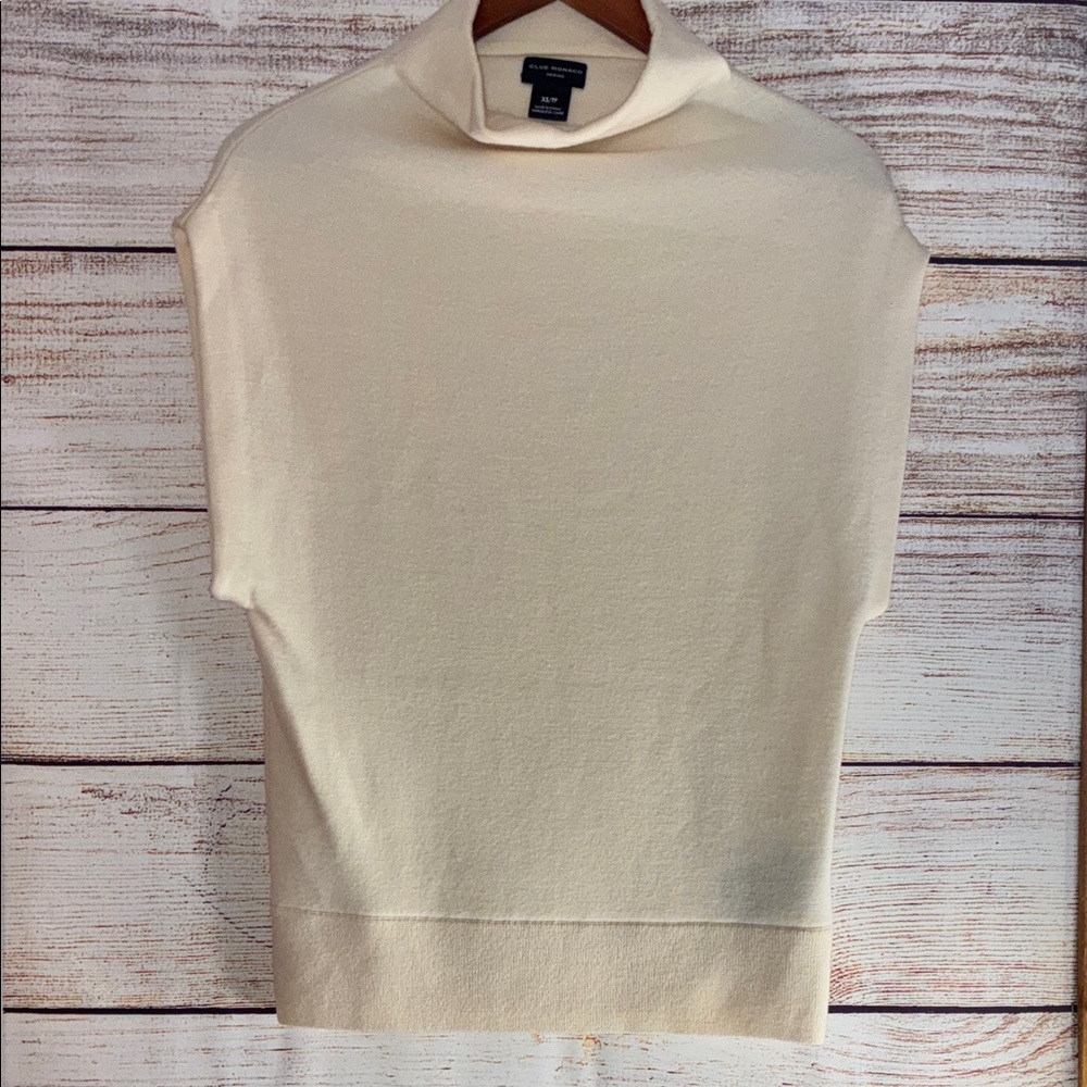 EUC Club Monica  XS Cream Sleeveless Turtleneck Merino Mix Sweater